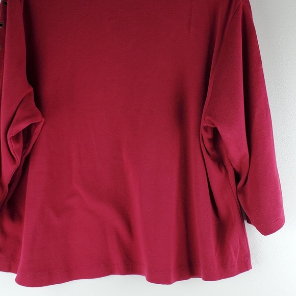 Avenue Burgundy Wine Blouse Crew Neck - Picture 7 of 7